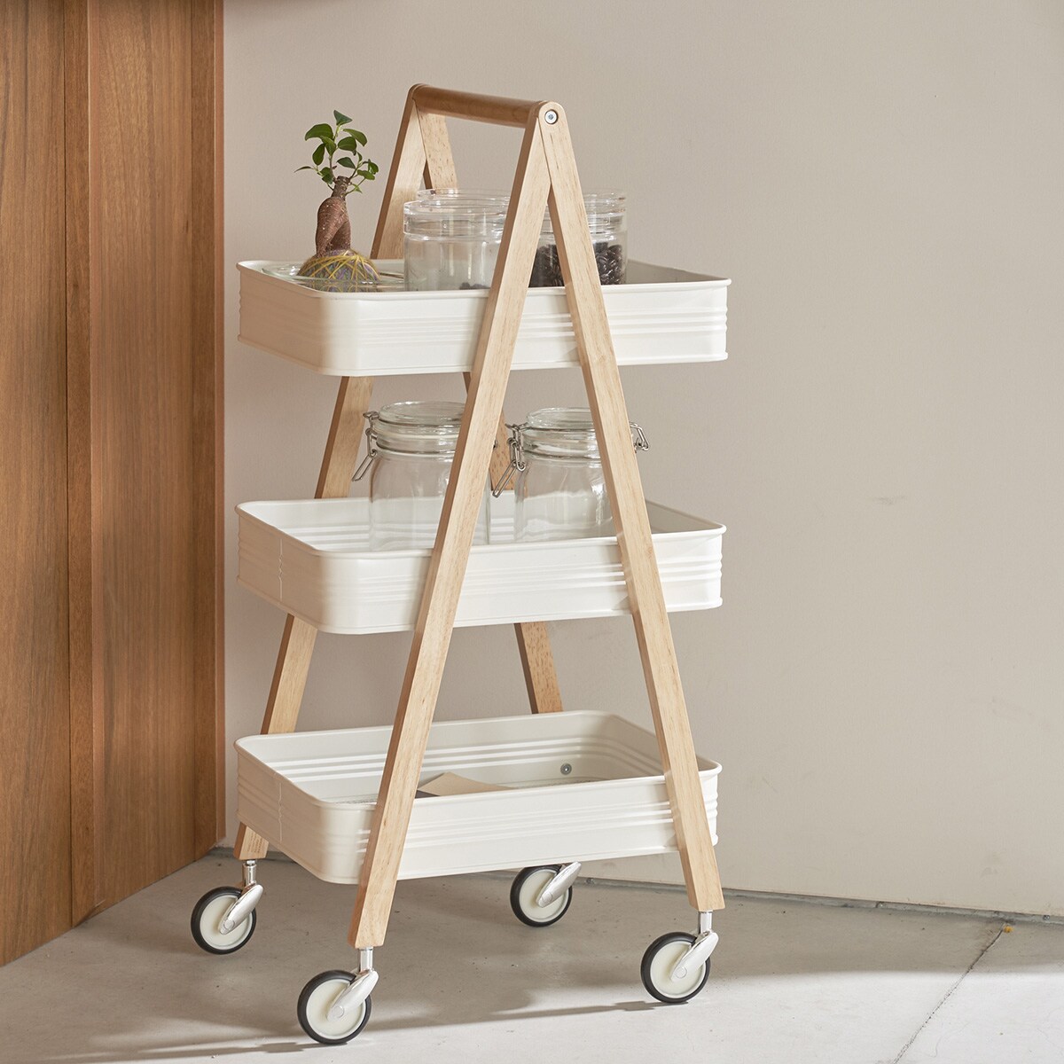 楽天市場】天然木パイン材天板 キッチンワゴン （W60） ニトリ