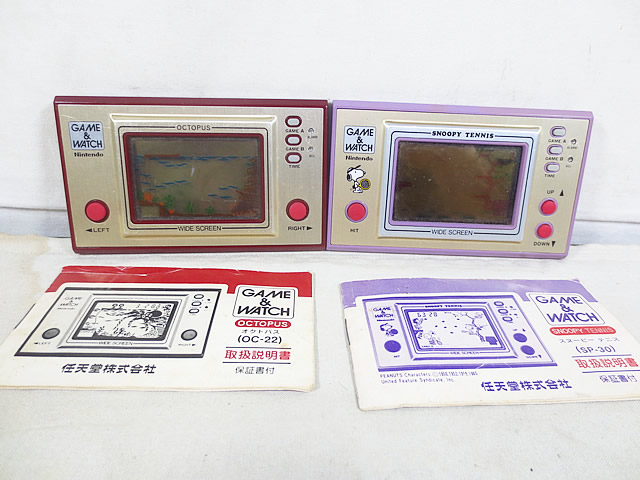 美品 任天堂 GAME&WATCH ゲームウォッチ オクトパス スヌーピー　テニス　セット｜虹商店