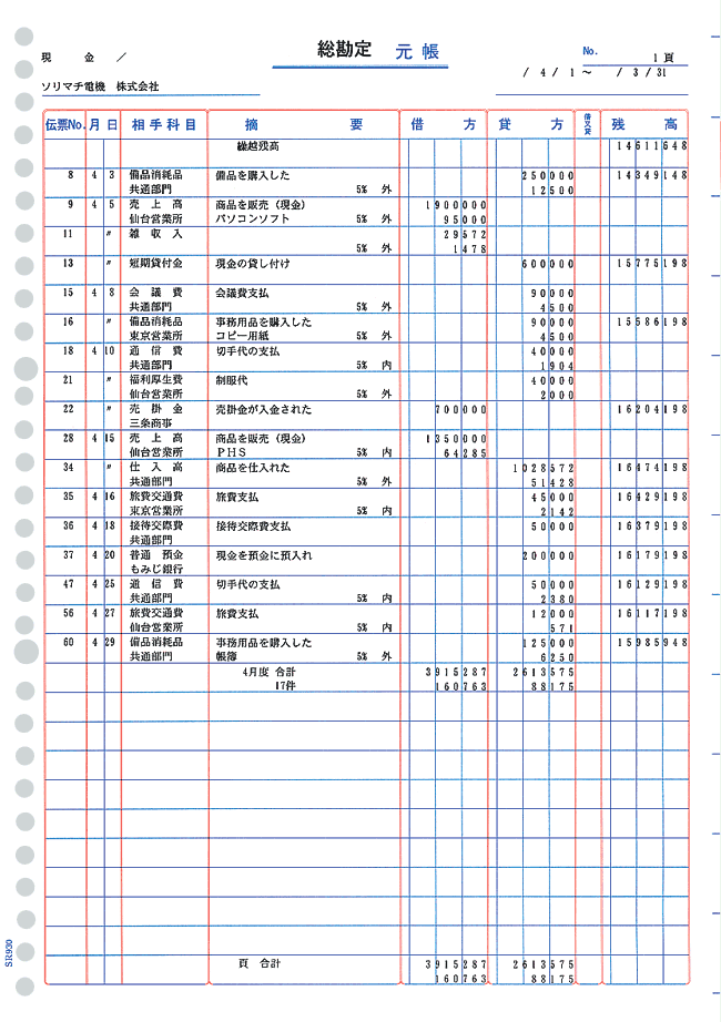 人気の春夏 ページプリンタ元帳 A4専用元帳 印刷あり 30穴 2000枚入 ad