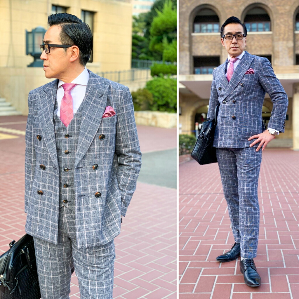 楽天市場 グレー秋冬チェックダブルジャケットスリーピーススーツ Nkt Arrows