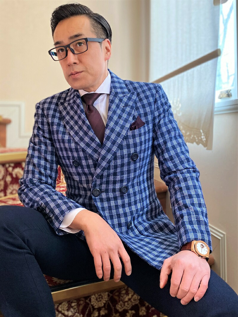 楽天市場 秋冬メンズダブルジャケットチェック 青色 S M L Xl Nkt Arrows
