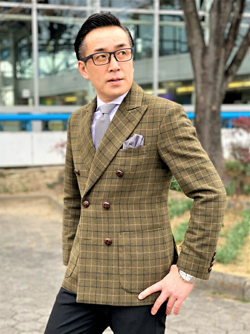 楽天市場 秋冬メンズダブルジャケットオリーブ色タッタソールチェック S M L Nkt Arrows