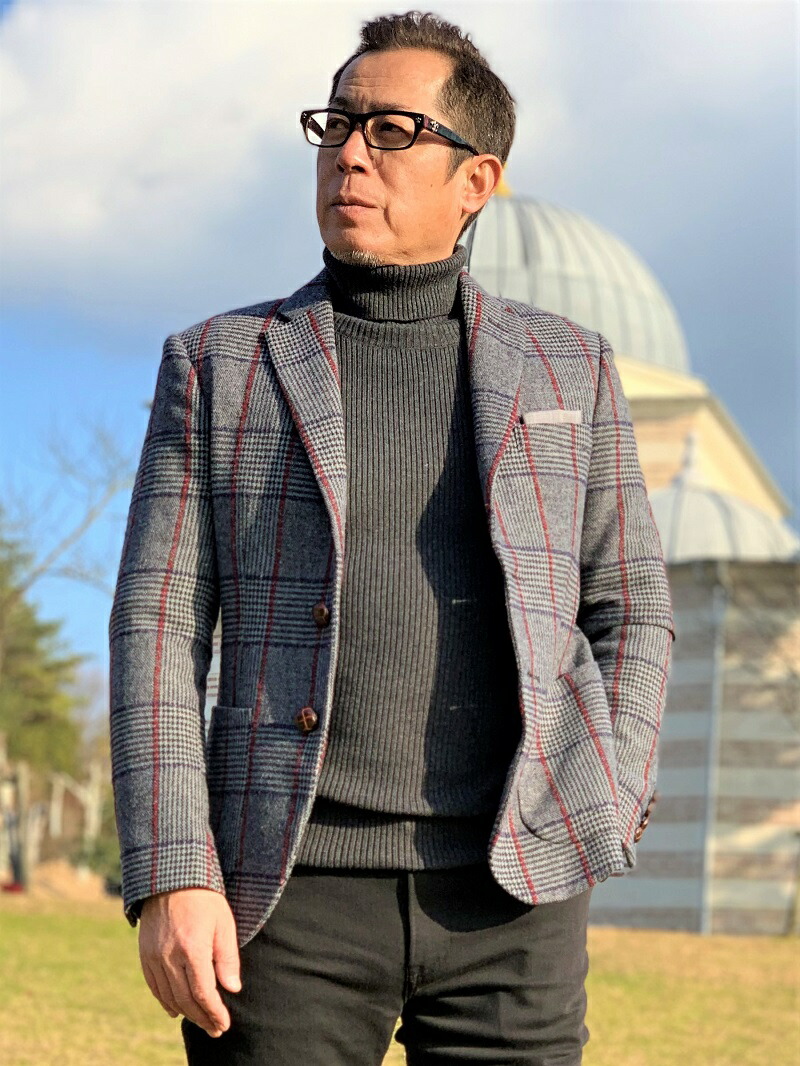 楽天市場 秋冬メンズシングルジャケット赤ライン入りグレンチェック S M L Xl Nkt Arrows