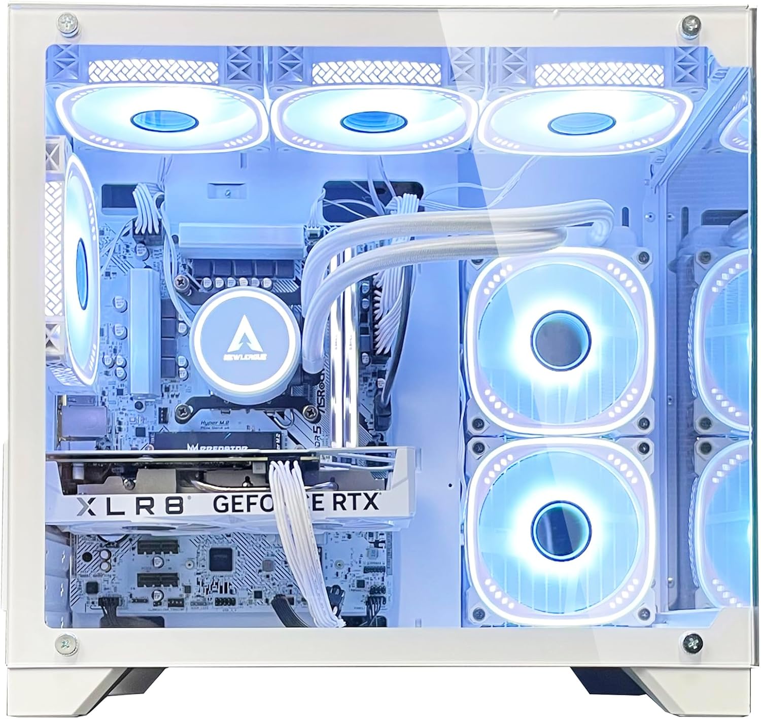 「水冷遣りかた」 【NEWLEAGUE】 ゲーミングパソコン Ryzen 7 5700X / RTX5070 / 記憶装置32GB / NVMe SSD 1肺結核 / Windows11Pro / WPS Office 真っただ中円柱 事務机いの一番 マイコン