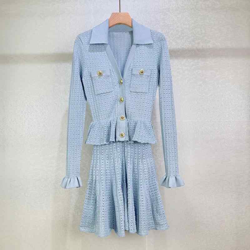 ワンピース レディース Vネック 収腰 フリル 切り替え ニット 長袖 秋 エレガント フレンチスタイル 上品 フェミニン 伸縮性 軽量 普段使い