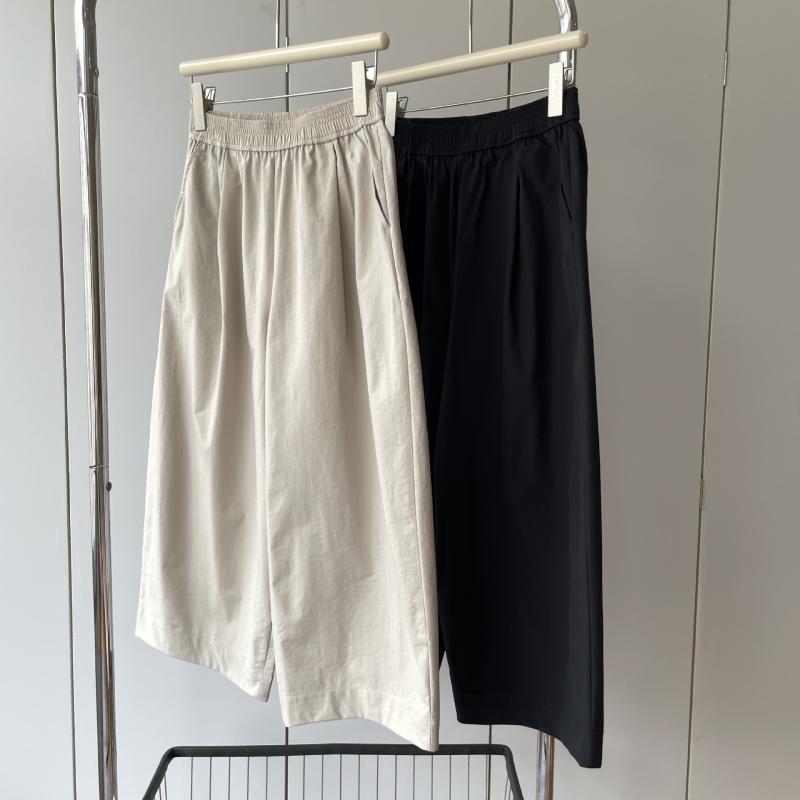 レディース ワイドパンツ ハイウエスト 伸縮 速乾 シワ耐性 立体裁断 クロップド丈 カジュアル 普段使い 軽量 合成繊維 快適 ゆったりシルエット
