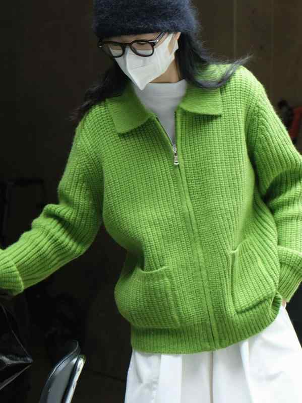 秋冬 レディース プレッシー風 ニット カーディガン 小襟 ふわふわ 柔らか 暖か 快適 ゆったり シルエット 厚手 トップス