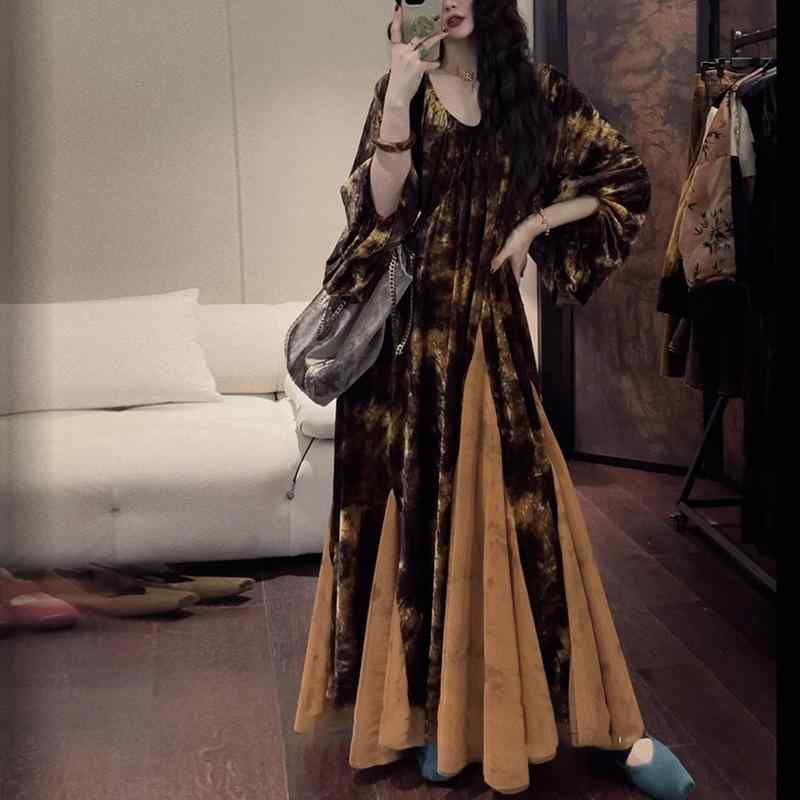 ワンピース レディース 中式 国風 春秋 黒花柄 高級感 スタイリッシュ コーディネート 普段使い 軽量 伸縮性 ブラック フラワー プリント トップス 代替 シルエット