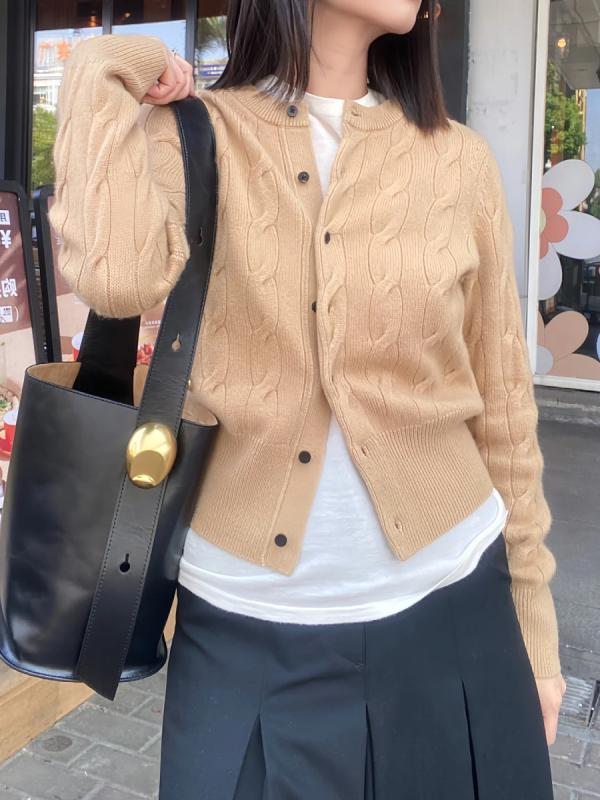 ニット カーディガン レディース ケーブル編み 甘美スタイル 個性デザイン ゆったり スリム効果 ラウンドネック 柔らか 針織 秋冬 普段使い 軽量 伸縮性