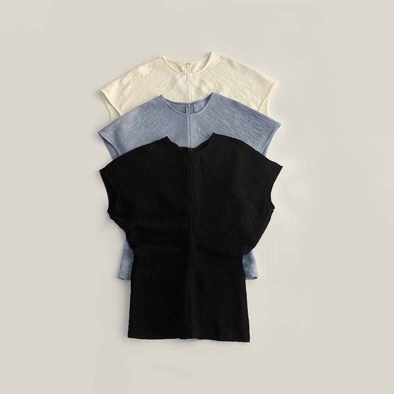 レディース Tシャツ 夏用 トップス ドロップショルダー プリーツ ウエストシェイプ 再生繊維 独特質感 ドレープ イージーケア 軽量 吸湿速乾 存在感 カジュアル 普段使い|NN3beauty