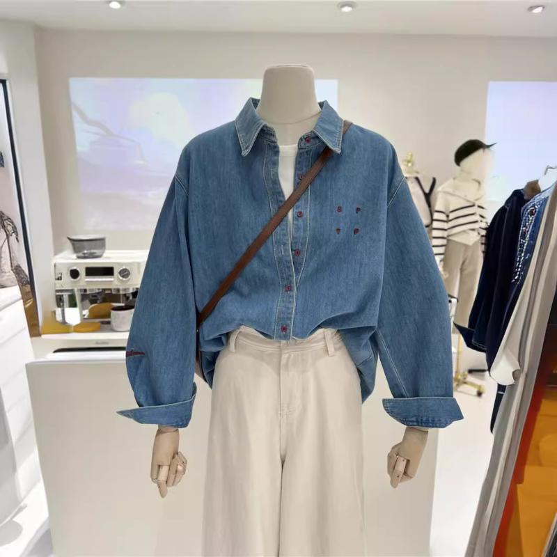プルオーバー レディース 春 香港風 レトロ 雅びやか 考える ウォッシュデニム ルーズシルエット 全能コーデ 重ね着 アウター トップス 心地よい 普段使い
