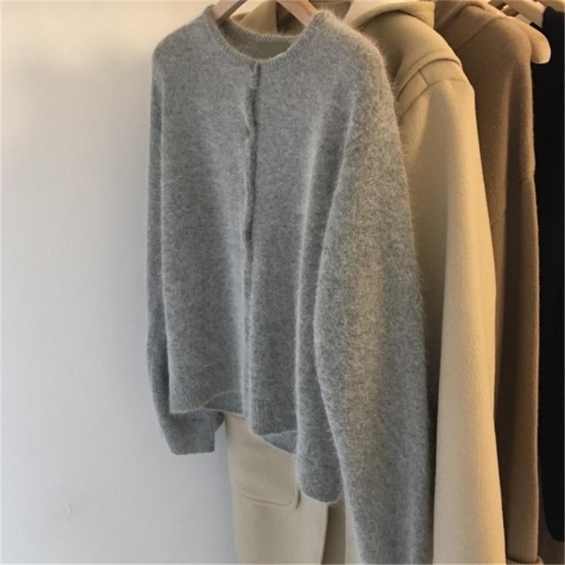レディース 羊毛 カシミア ニット カーディガン 丸首 ゆったり ショート丈 スリム効果 春秋 普段使い トップス ルーズフィット