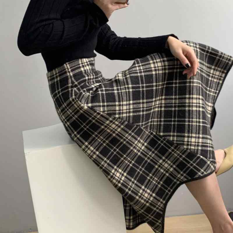 レディース スコート 非対称 フレンチ表現スタイル 秋 レトロ 照合のしるし柄 真っただ中丈 ご機嫌酉の方角 A伝達ルート 膝丈 心地好い 普段使い