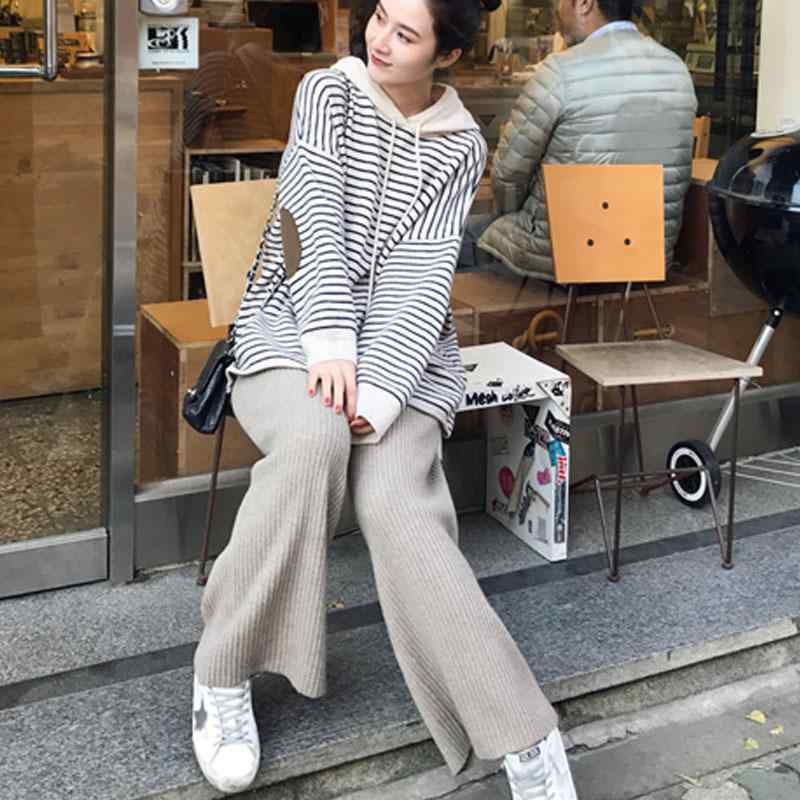 秋冬 ウール ニットパンツ レディース ゆったり ワイドレッグ ハイウエスト ロング丈 カジュアル スタイルアップ 大きめサイズ 暖か ストレッチ 吸湿速乾