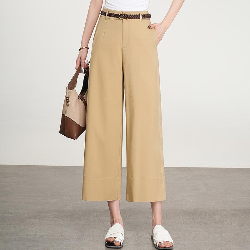 レディース ワイドパンツ ハイウエスト ストレート 高級感 ドレープ カジュアル ゆったり 9分丈 夏用 軽量 通勤 普段使い オフィスカジュアル｜NN3beauty