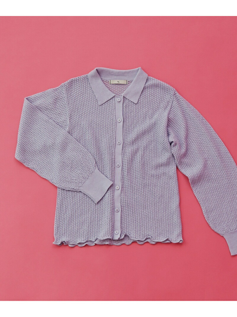 透かし柄ポロ襟シャツニット N Look エヌ ナチュラルビューティーベーシック Natural Beauty Basic N