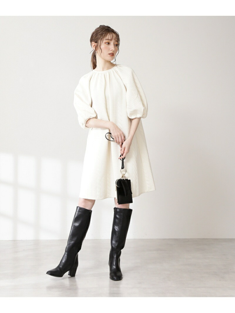 膨れジャガードワンピース N Natural Beauty Basic エヌ ナチュラルビューティーベーシック ワンピース ワンピースその他 ホワイト ブラック 先行予約 送料無料 Rakuten Fashion Familiesofusa Com