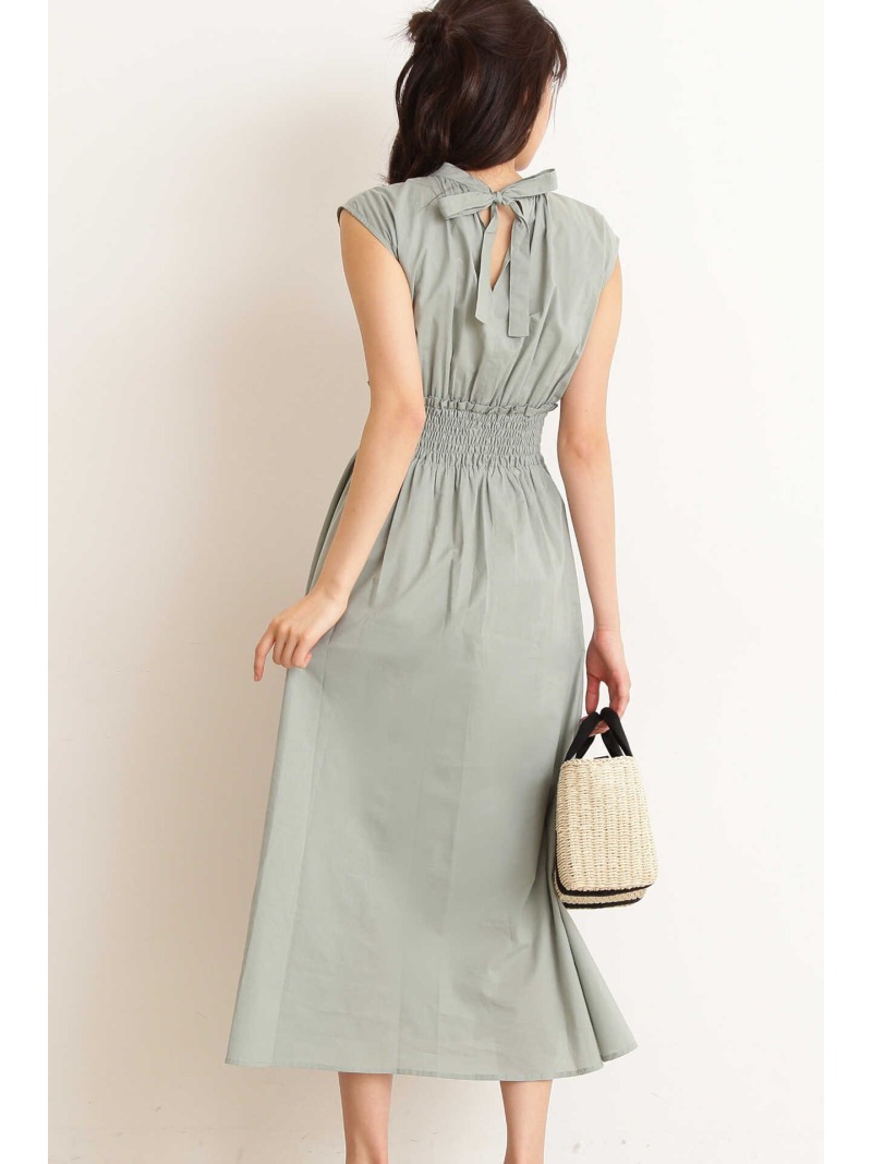 オンラインストア限定 Rakuten Fashion バックリボンシャーリングワンピース N Natural Beauty Basic エヌ ナチュラルビューティーベーシック ワンピース ワンピースその他 ブラウン ブルー グリーン 送料無料 保障できる