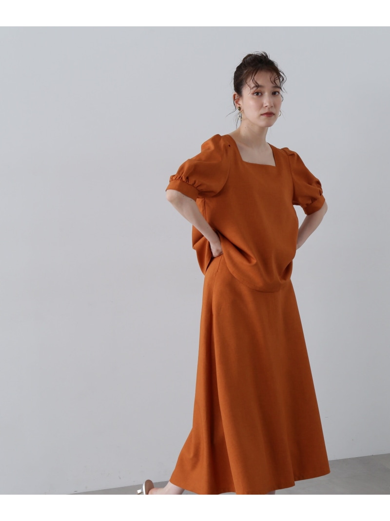 【SALE／50%OFF】真四角のど首麻調セットアップ N. Natural Beauty Basic エヌ ナチュラルビューティーベーシック* 衣裳・御召しもの 衣裳 白いこと 薄墨色 オレンジ色【RBA_E】【貨物輸送無料】[ Fashion]