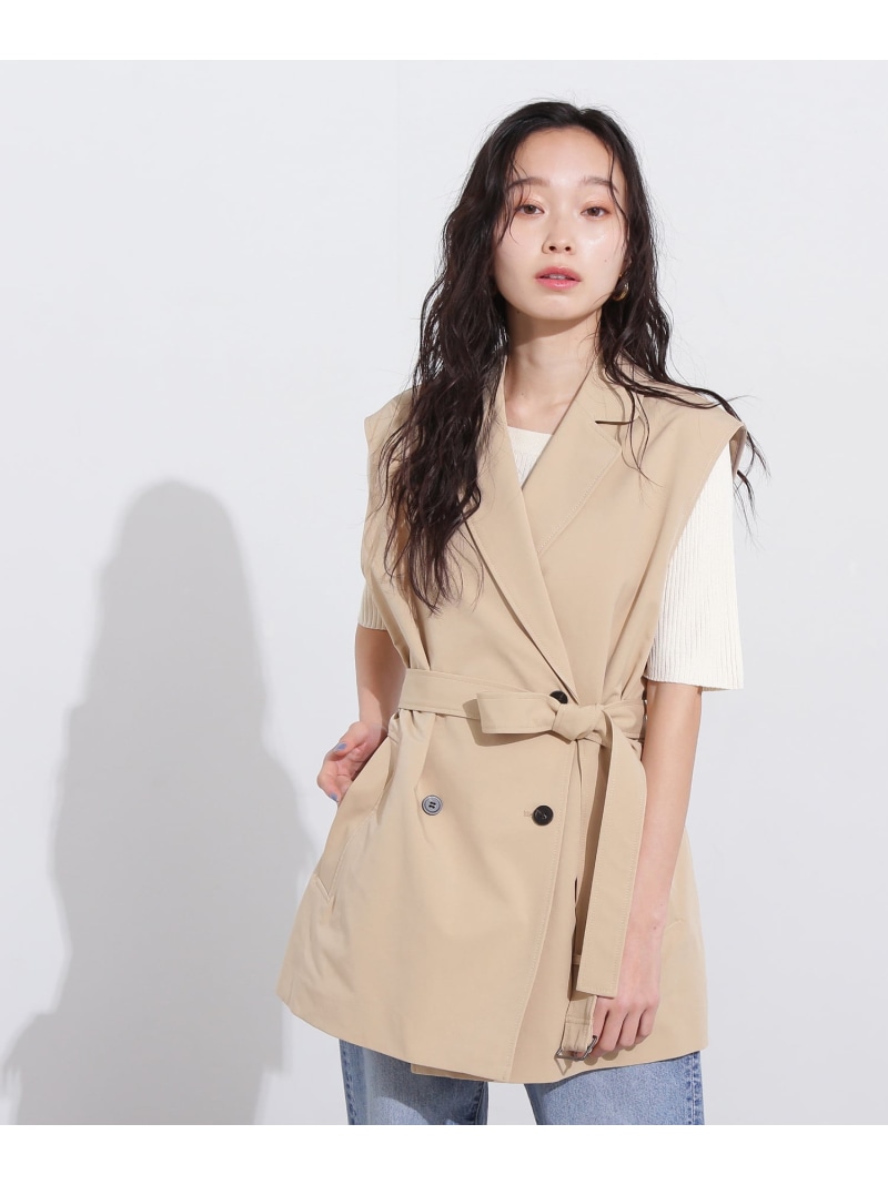 【SALE／50%OFF】トレンチ風ジレ N. Natural Beauty Basic エヌ ナチュラルビューティーベーシック* ジャケット・アウター 上衣・前掛け ベージュ【RBA_E】【貨物輸送無料】[ Fashion] コート・ジャケット-レディースファッション