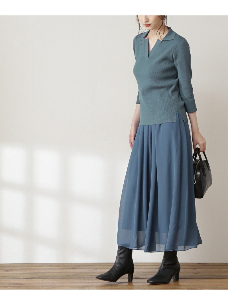 Basic ワンピース エヌ レディース N N ワンピース N Basic Beauty Natural Natural N 襟付ニット ボリュームフレアスカートセットアップ Beauty Beauty ナチュラルビューティーベーシック Natural Natural Basic エヌ ナチュラルビューティーベーシック