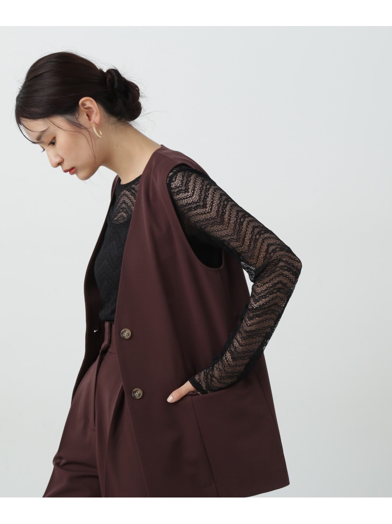 Vネックジレ N. Natural Beauty Basic エヌ ナチュラルビューティーベーシック* ジャケット・アウター ブルゾン・ジャンパー グレー ブラウン【送料無料】[ Fashion]｜N.Natural Beauty Basic＊