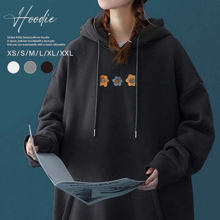 パーカー レディース メンズ スウェット プルオーバー Hoodie 長袖 フード付き ペア カップル Xs S M L Xl Xxl おしゃれ 大人 かわいい 流行 韓国 シンプル ワンポイント イラスト 花 綺麗 最大94 Offクーポン