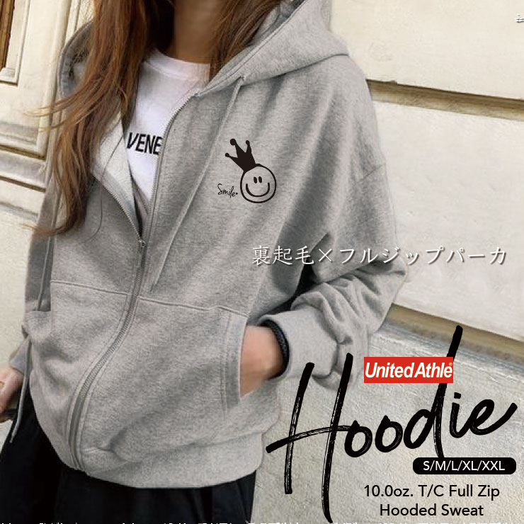 楽天市場 パーカー レディース メンズ スウェット パーカー ジップアップパーカー 裏起毛 長袖 Hoodie 長袖 スウェット フード付き ペア カップル S M L Xl Xxl おしゃれ かっこいい 無地 シンプル 羽織ればあたたかい 肌ざわりのやさしい裏起毛スウェット ニコちゃん