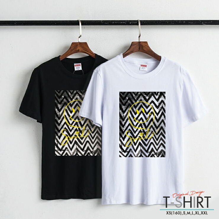 楽天市場 50 Off Tシャツ レディース メンズ クルーネック 丸首 綿 半袖 カットソー 大人かわいい かっこいい ペア カップル おそろ スマイル Smile ニコちゃん モノクロ 白黒 No Other