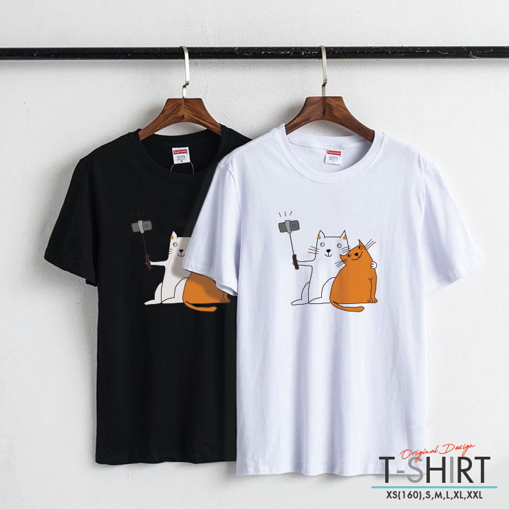 楽天市場 Tシャツ レディース メンズ クルーネック 丸首 綿 半袖 カットソー 大人かわいい オシャレ かっこいい ペア カップル おそろ リンクコーデ 猫 ネコ 頬を赤らめる猫 イラスト 動物 アニマル No Other
