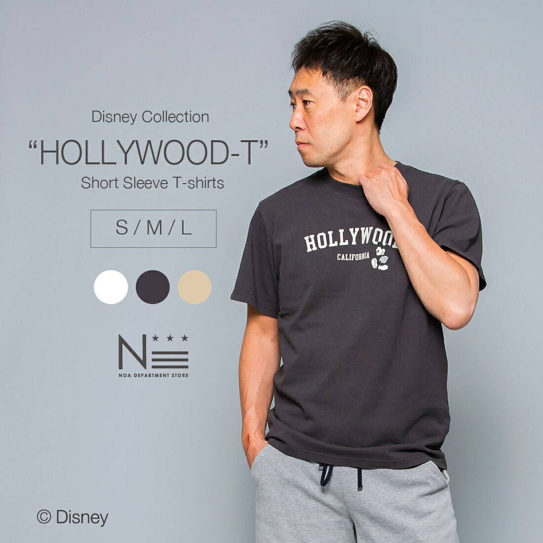 noa　department　store.　HOLLYWOOD　L）レディース　男性　【1点のみメール便可】【F_2】　メンズ　ミッキーマウスTシャツ（S　M　お揃い　女性　親子
