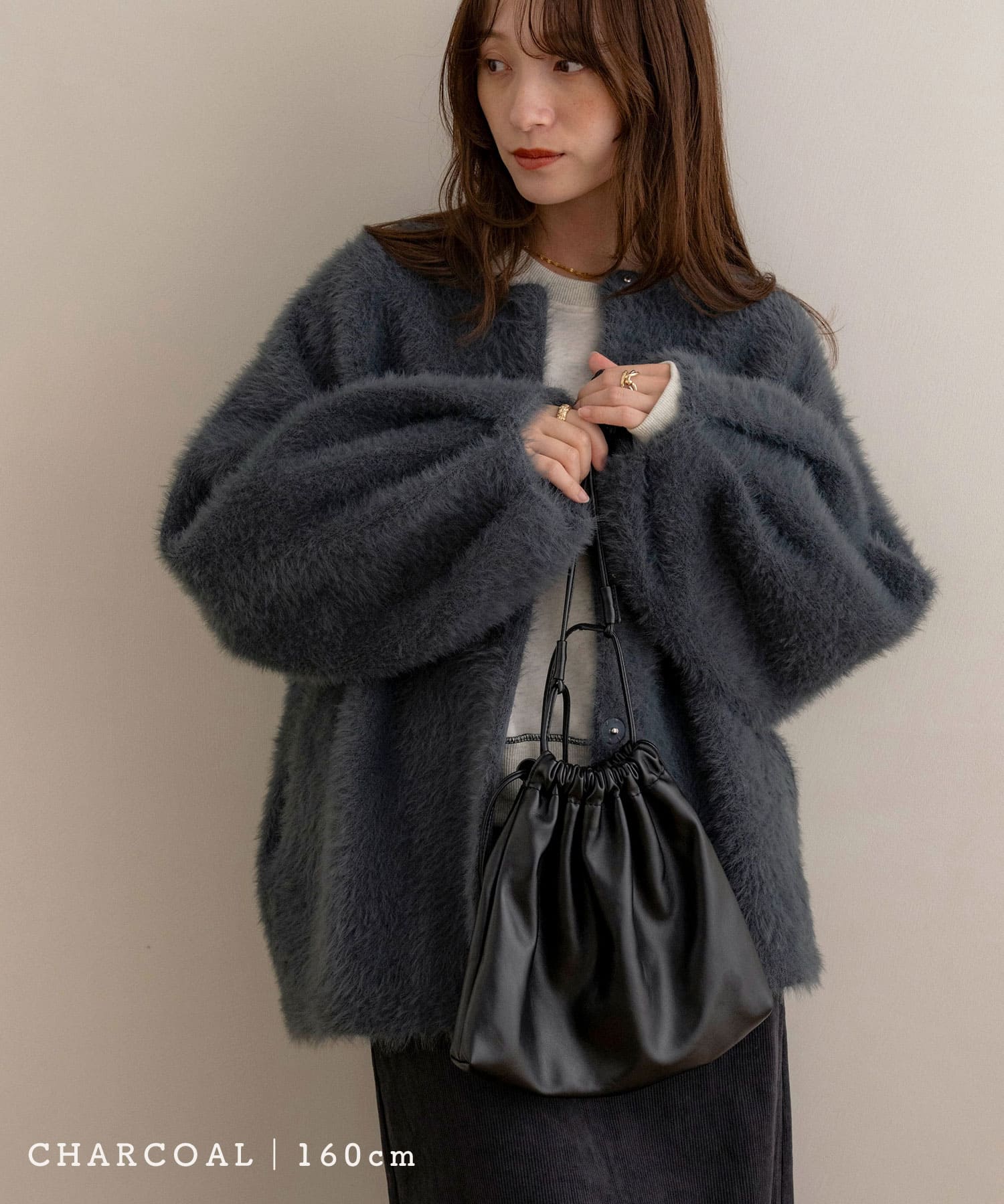 nananamoe ファーコート　シャギーニットコート NOAHL｜《9,600円→40%0FFクーポン利用》【ふわふわシャギーの丸み