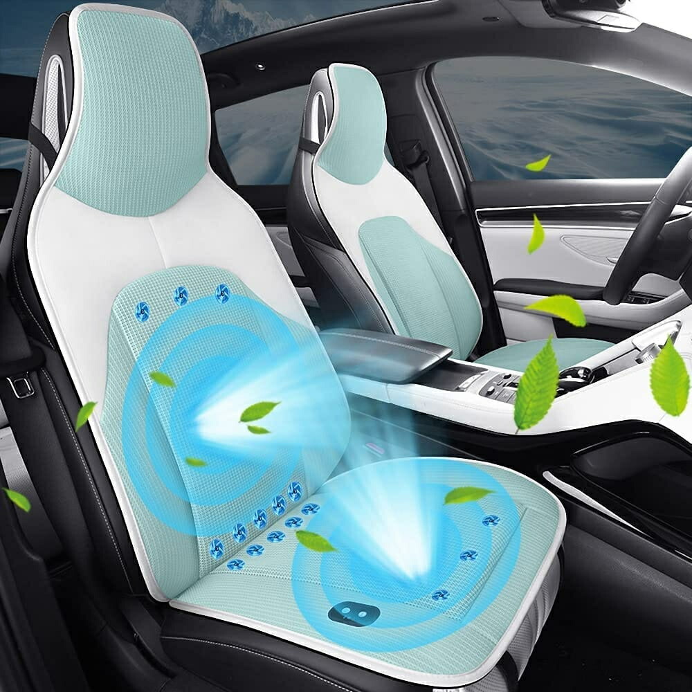 車 シートクーラー カーシートカバー クール クーラー シート DC12V 超薄型 運転席 助手席 涼風送風 3段階調整 自動起動/停止機能 ファン 車用 シートカバー 車 カー 通気性 涼しい 蒸れない 父の日画像