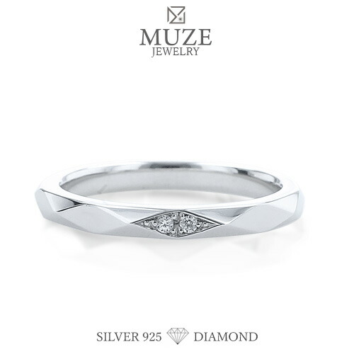 MUZE JEWELRY ダイヤモンド リング ダイヤ 結婚指輪 マリッジリング 指輪 シルバー925プラチナ仕上げ プラチナ仕上げ SV925 プロポーズ サプライズ 記念 made in japan 刻印 名入れ