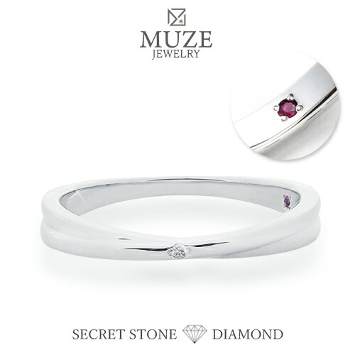 MUZE JEWELRY 指輪 リング 直径1mm(0.005ct相当) 刻印 名入れ ダイヤモンド シークレットストーン シルバー925 プラチナ仕上げ オーダーメイド 婚約指輪 made in japan