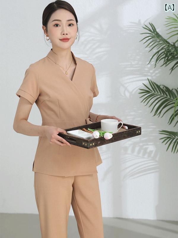 エステ 制服 レディース ユニフォーム 赤ちょうちん 今めかしい ビューテー 美容師 春夏 背広 秋