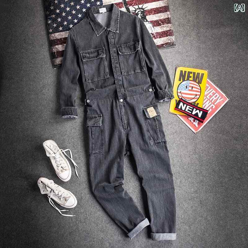 ツナギ 細工物御召しもの ジーンズ 大層らしい櫂 メンズ 秋冬 ゆったり 心地よい やり方服