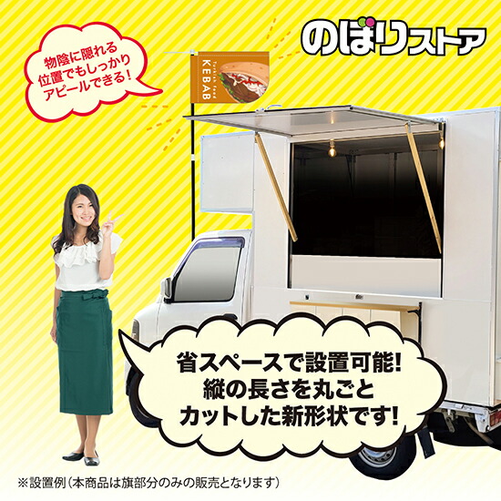 Kebab ケバブ イラスト 橙 キッチンカーフラッグ てなグッズや ショート 移動販売 テイクアウト トルコ料理kcf 1162 移動屋台