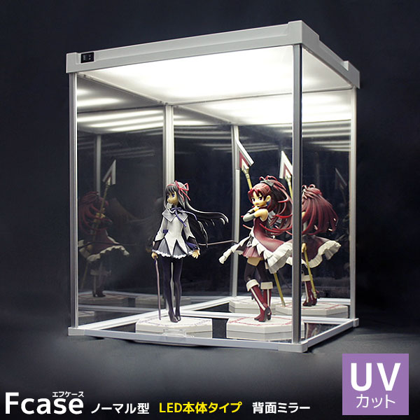 【25日限定★全品5%OFFクーポン】 紫外線から守る UVカットアクリル コレクションラック LED本体タイプ (背面ミラー) LED アクリルケース フィギュアラック 卓上|noconoco・キッチン