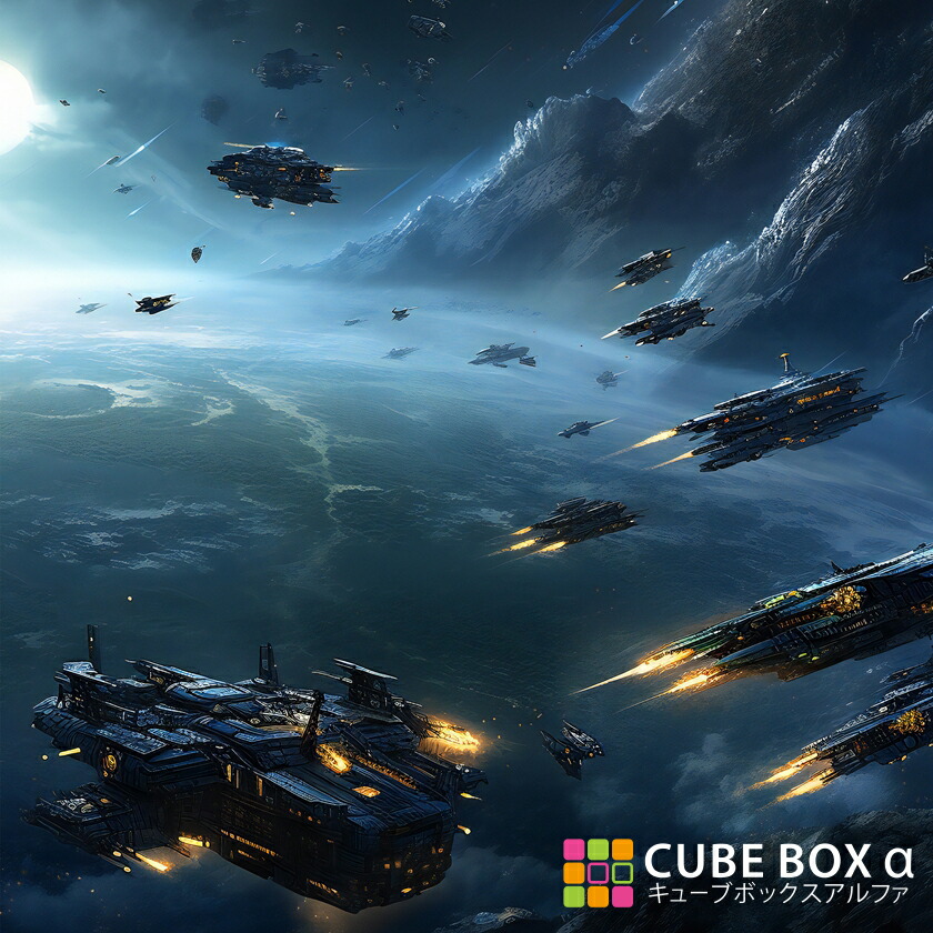 【CBA CBH 専用背面デザインシート】 宇宙戦争 宇宙戦艦 宇宙都市 銀河 惑星 SF 宇宙船 侵略者画像