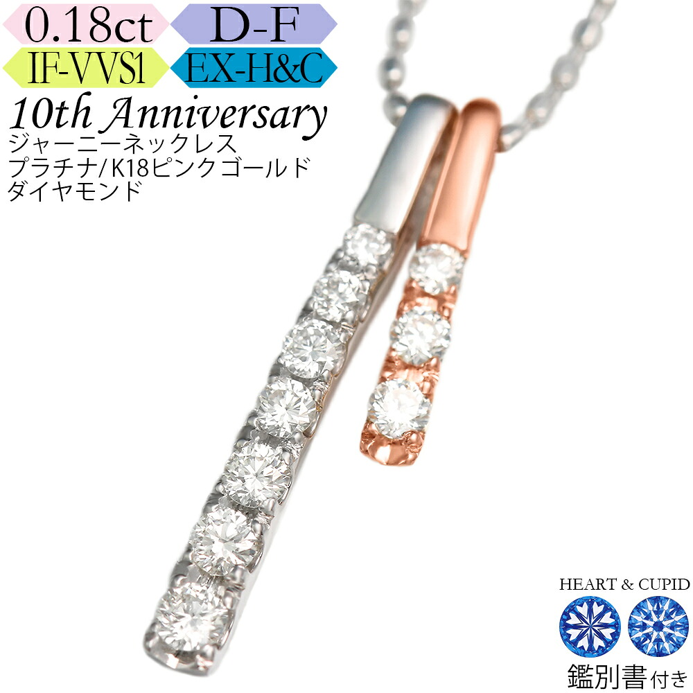 【究極のH&C】プラチナ/k18ピンクゴールド 0.18カラット《カラーD-F / クラリティIF-VVS / 3EX-H&C》鑑別書付 スイートテン・ダイヤモンド 結婚記念日｜高品質ダイヤブランド NODAJEWELRY