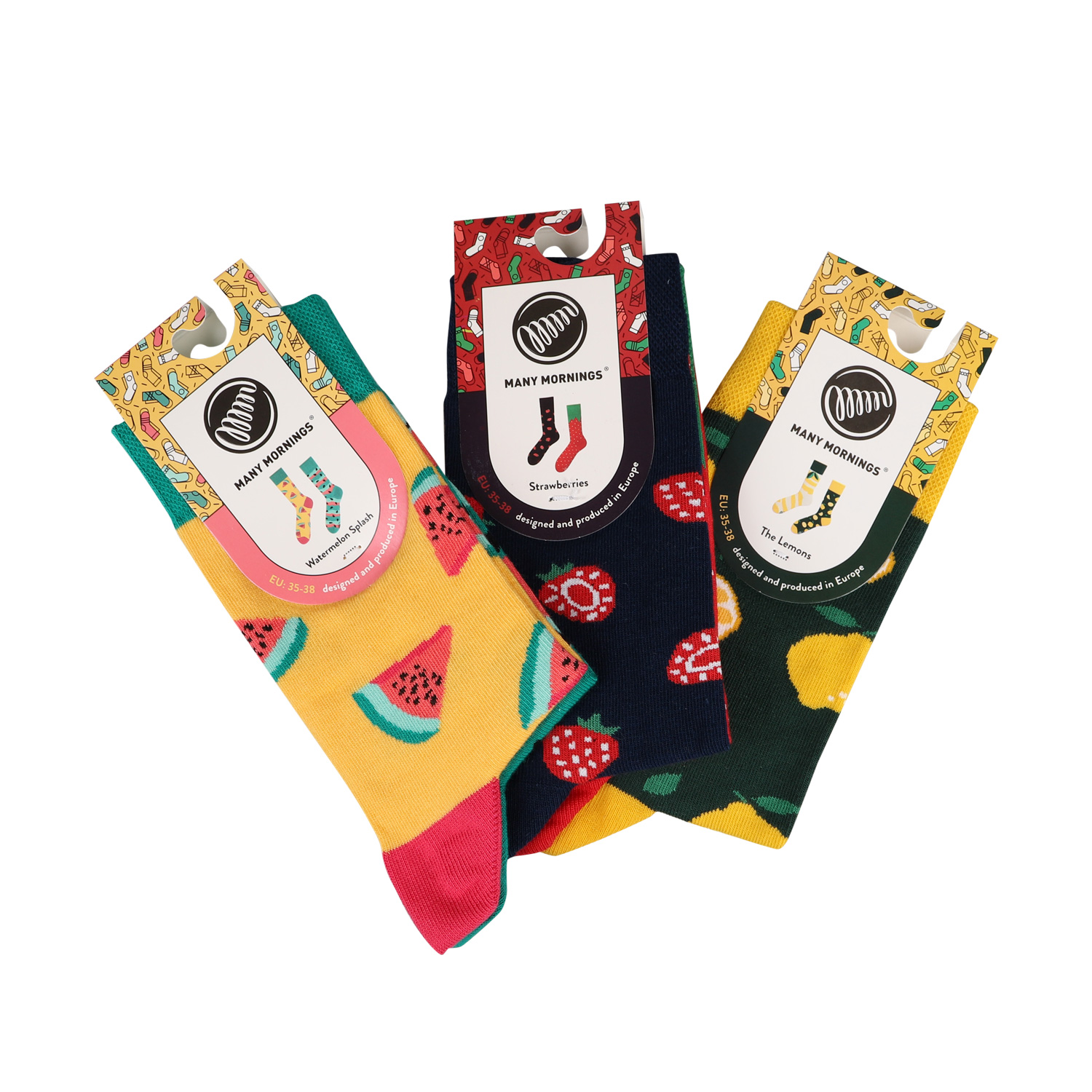 Many Mornings Fruits Set Socks メニーモーニングス 靴下 ソックス メンズ レディース 3足セット マルチカラー Christine Coppin Com