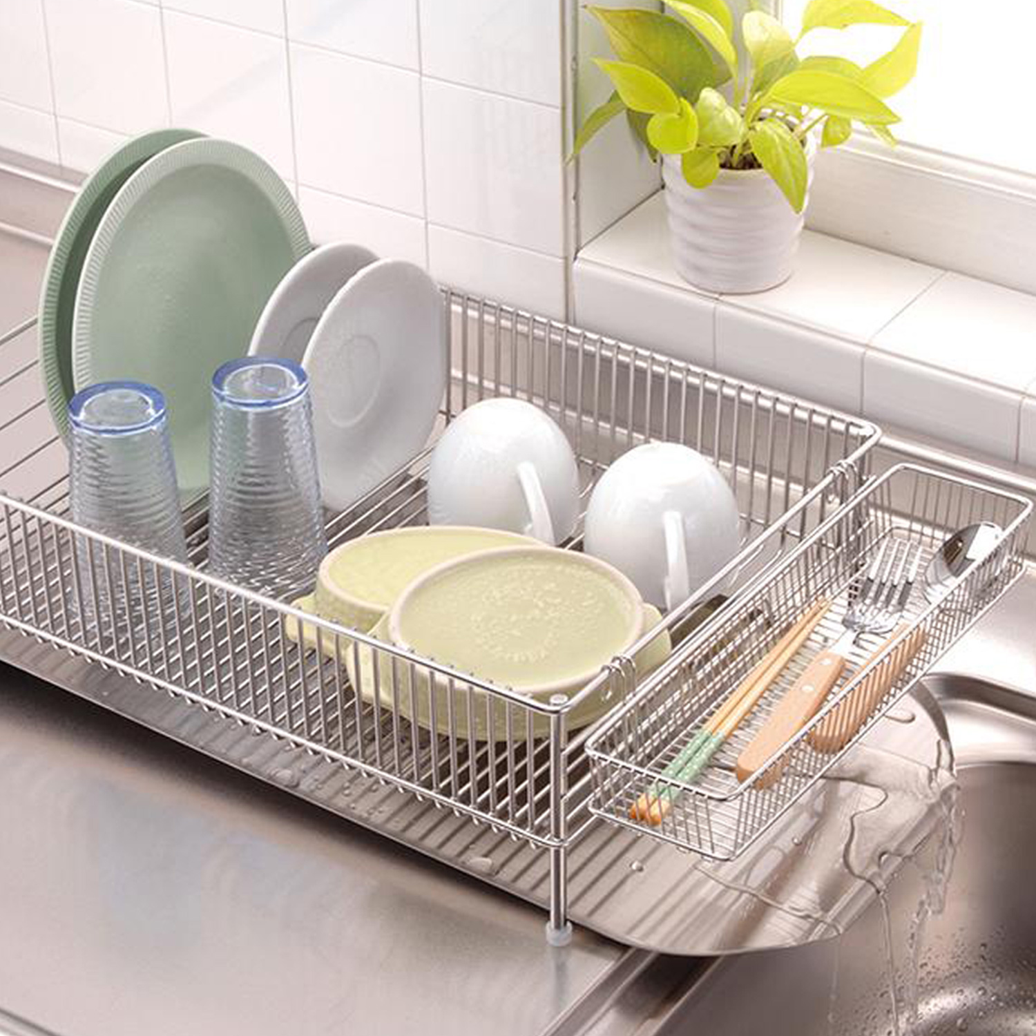 La Base 大 Dish Rack 横置タイプ 水切りかご 3点セット ラバーゼ