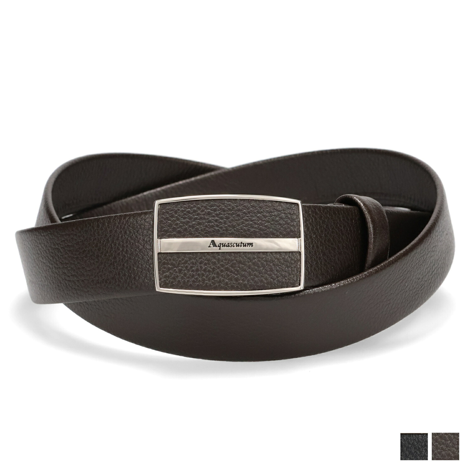 AQUASCUTUM LEATHER BELT アクアスキュータム ベルト レザーベルト メンズ 本革 日本製 ブラック ダーク ブラウン 黒 AQ-4080123L