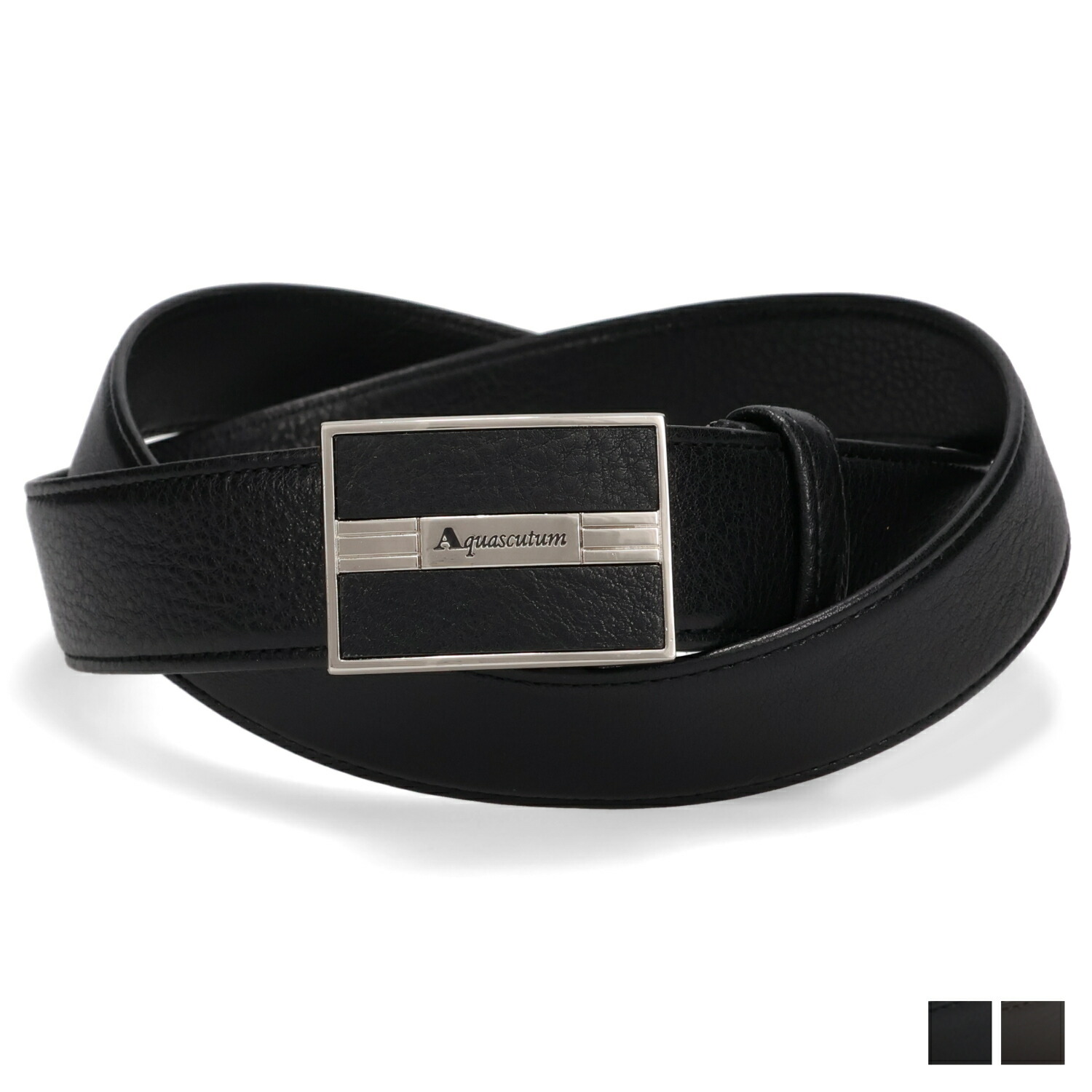 AQUASCUTUM LEATHER BELT アクアスキュータム ベルト レザーベルト メンズ 本革 日本製 ブラック ダーク ブラウン 黒 AQ-4100123L