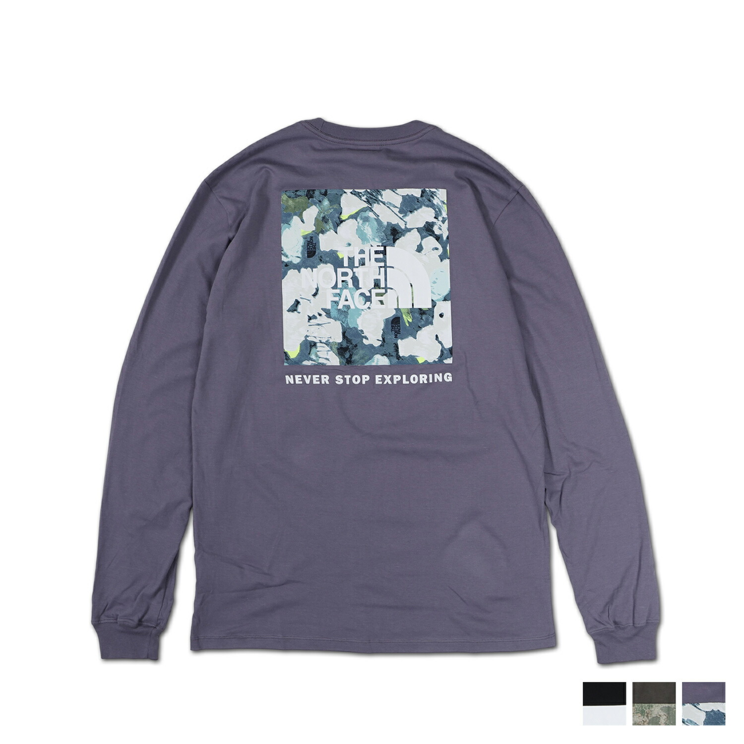 THE NORTH FACE M LS BOX NSE TEE ノースフェイス Tシャツ 長袖 ロンT カットソー メンズ ブラック グリーン パープル 黒 NF0A811N