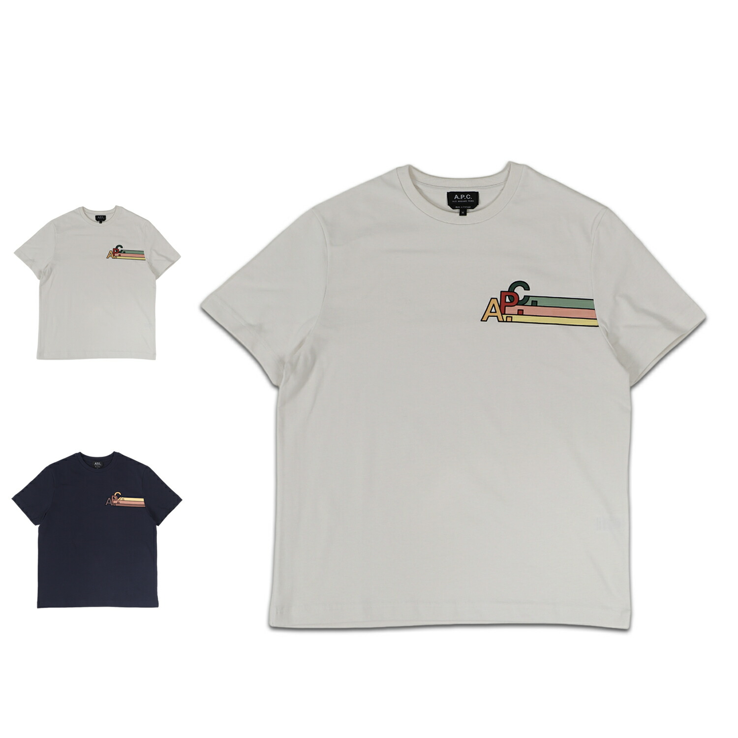 A.P.C. ISAAC アーペーセー Tシャツ 半袖 メンズ オフ ホワイト ダーク ネイビー COEZC-H26327 8,634円