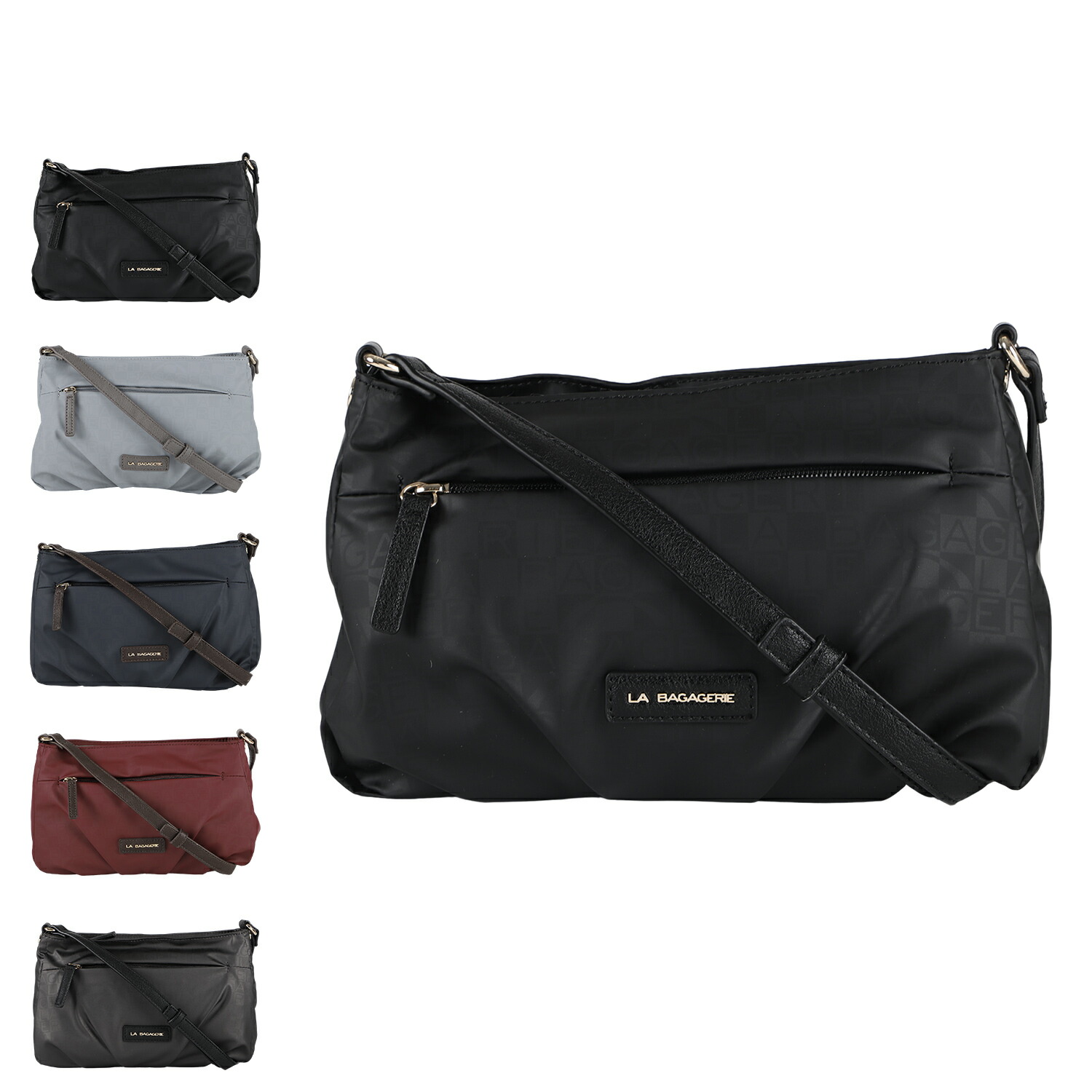 LA BAGAGERIE MONOGRAMME ポシェット ラ バガジェリー ショルダーバッグ レディース 斜め掛け ブラック グレー ネイビー バーガンディー シルバー 黒 B71-09-01 母の日