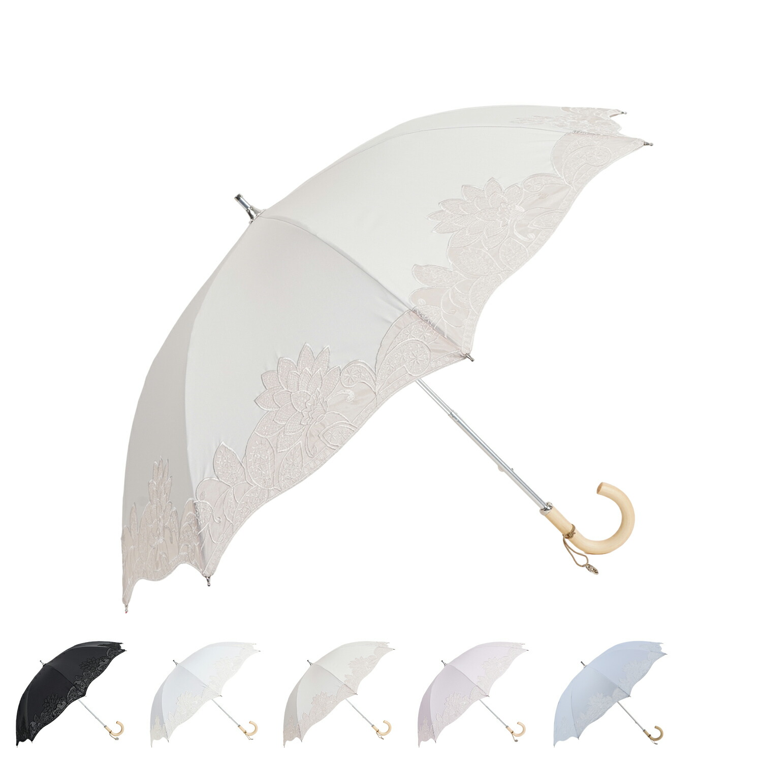 【最大1000円OFFクーポン】 LANVIN COLLECTION フラワーオーガンジーカットワーク ランバン コレクション 日傘 長傘 晴雨兼用 雨傘 レディース 50cm 遮光 遮蔽 UVカット 紫外線対策 ブラック ホワイト ベージュ ピンク 黒 白 22-083-11865-06｜ALLSPORTS