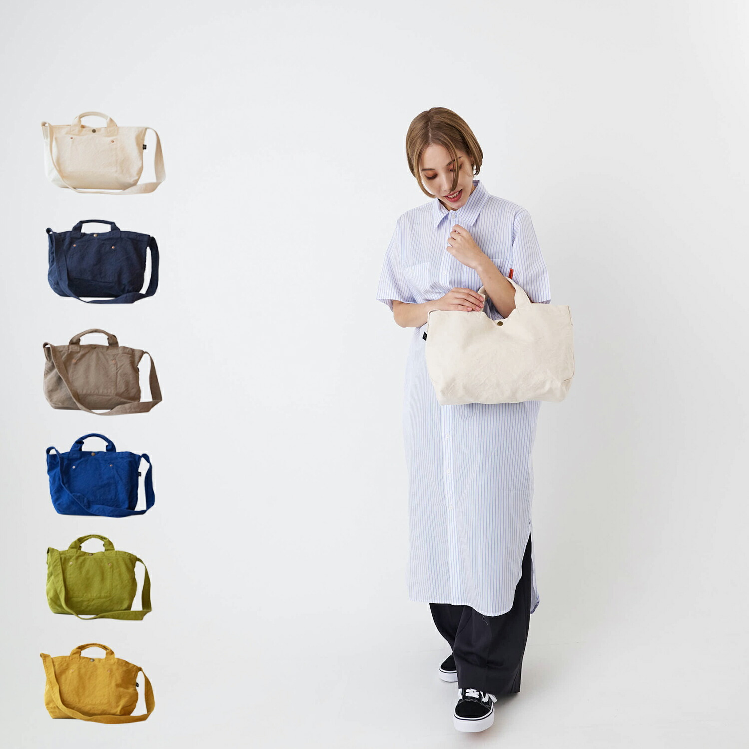 V.D.L.C HORIZONTAL TOTE BAG ブイディーエルシー トートバッグ ショルダー メンズ レディース 斜めがけ 大人 軽量 ホワイト ネイビー ベージュ ブルー グリーン イエロー 白 VC-9 母の日
